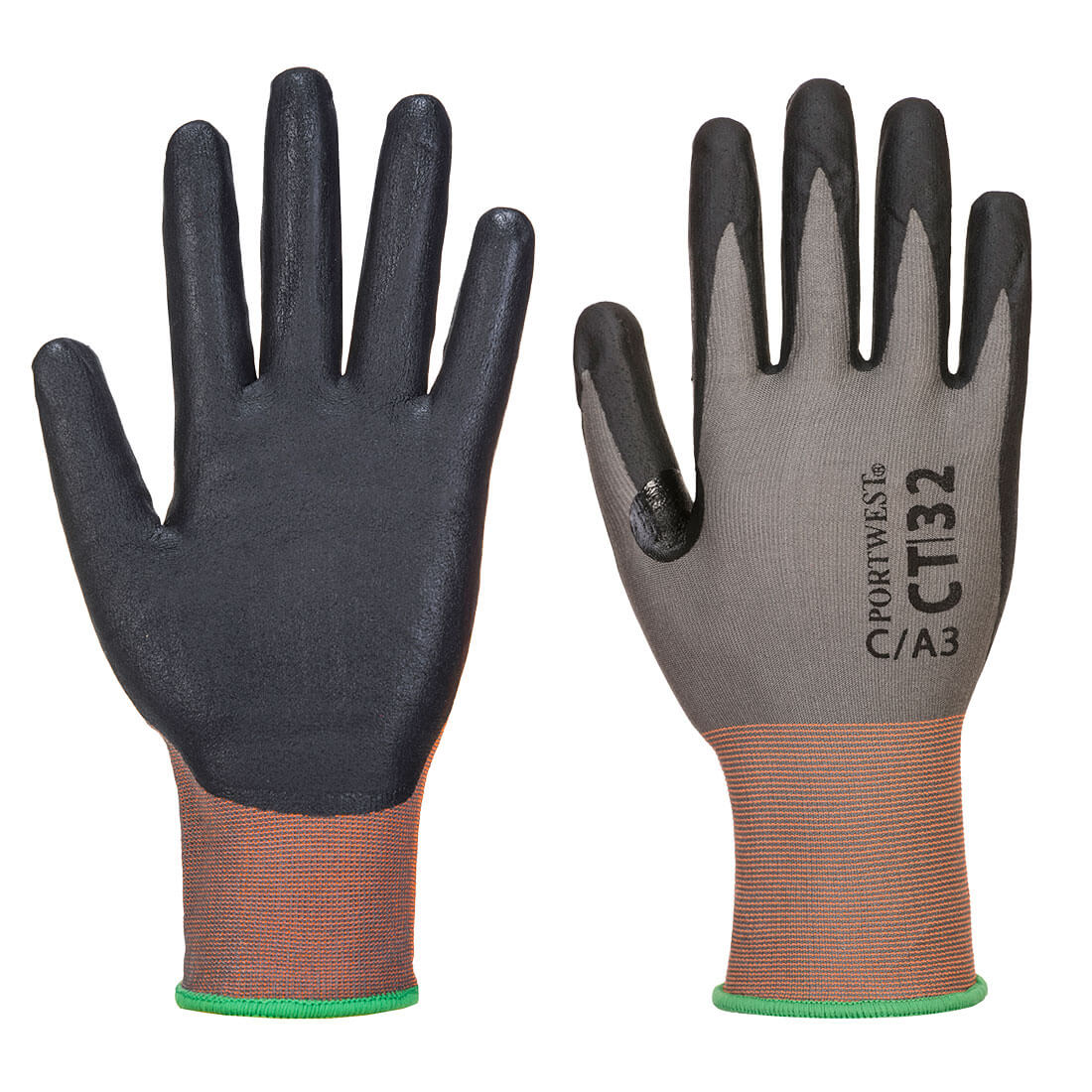 CT32  Portwest® CT MR18 A3 Cut Resistant Seamless Knit Micro Foam Nitrile Coated Work Gloves
